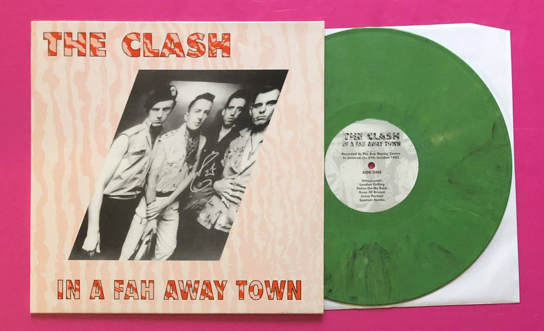 Clash - In A Fah Away Town LP Live Jamaica 1982 Pressed On Green Vinyl