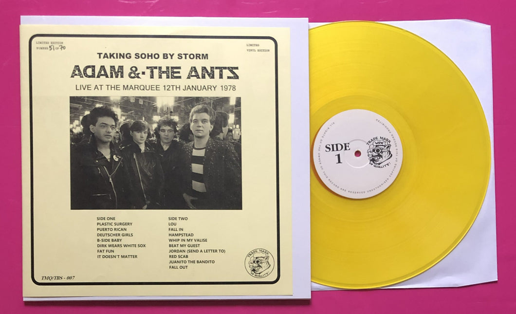 Adam And The Ants - Soho By Storm LP Live Marquee 1978 Yellow Vinyl