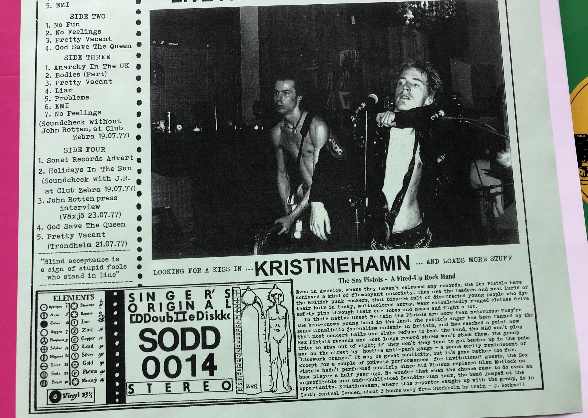 Sex Pistols Looking For A Kiss In Kristinehamn Lp 1977 On Green Viny Punkrockdisco 