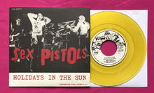 Load image into Gallery viewer, Sex Pistols - Holidays In The Sun 7&quot; Italian Yellow Vinyl Repro Virgin