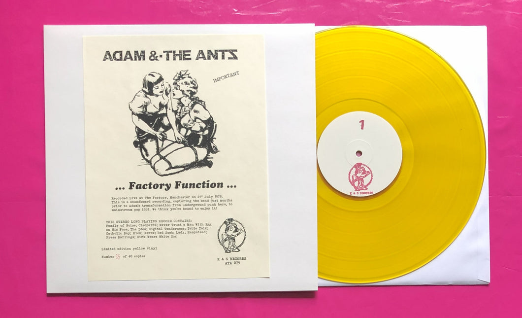 Adam And The Ants - Factory Function LP Live Factory 1979 Yellow Vinyl