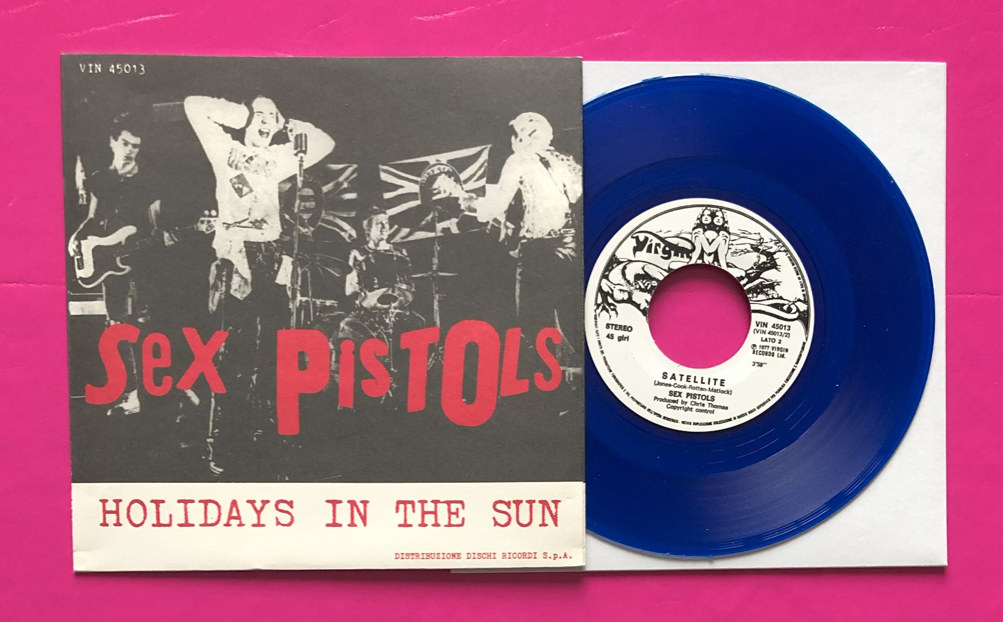 Sex Pistols - Holidays In The Sun 7" Italian Blue Vinyl Reproduction V