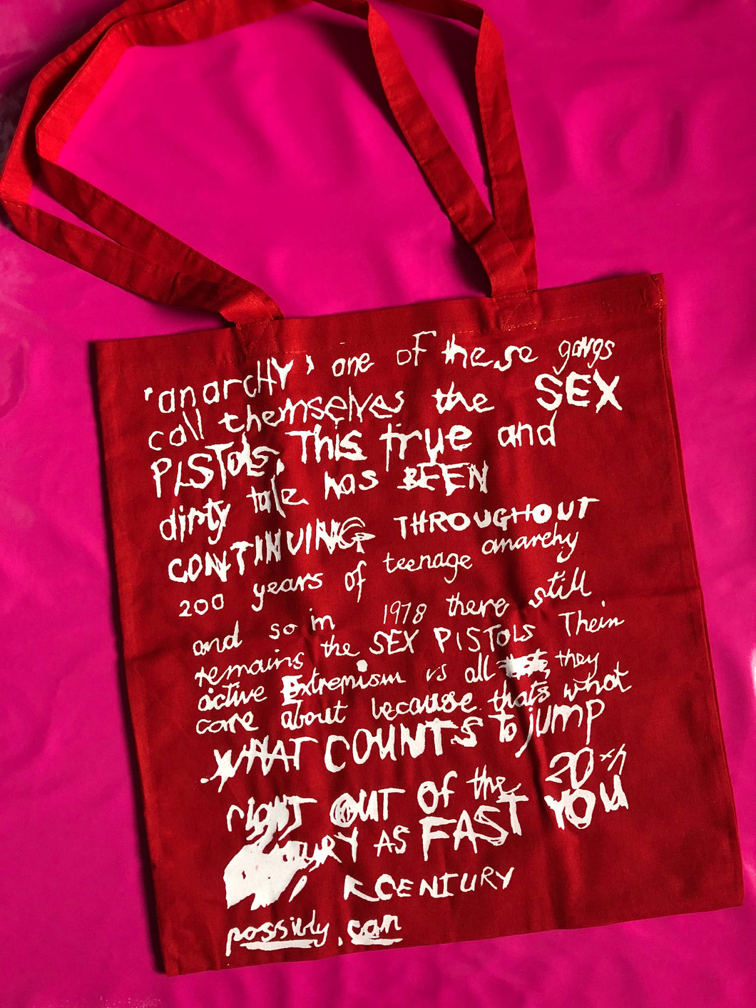 Sex Pistols - Printed Red Punk Rock 100 % Cotton Tote Bag