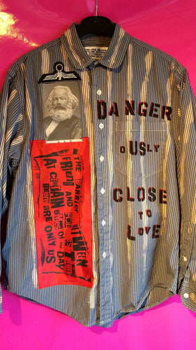 Punk Shirt In Anarchy Style With Patches And Slogans Size Small