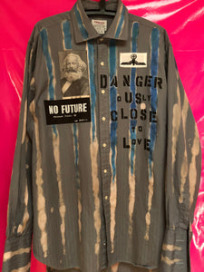 Punk Shirt In Anarchy Style With Patches And Slogans Size Large