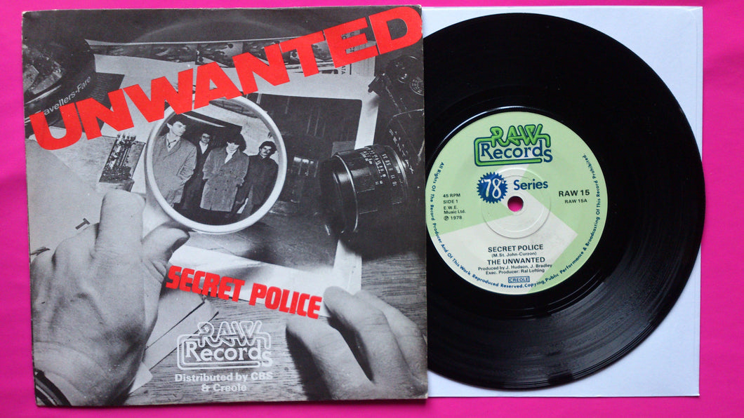 The Unwanted - Secret Police / These Boots... Rare Punk Single From 1978