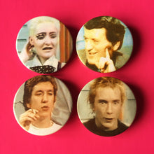 Load image into Gallery viewer, Sex Pistols &amp; Siouxsie - Set Of 4 Today Show 35mm Badges