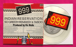 999 - Indian Reservation 7" Clear Vinyl Issue With Sticker on Albion Records 1981